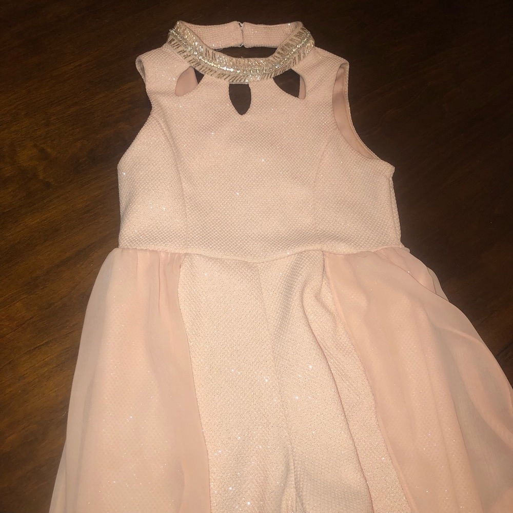 Tween Diva Pink Sparkle Romper Shorts Hi Low Hem